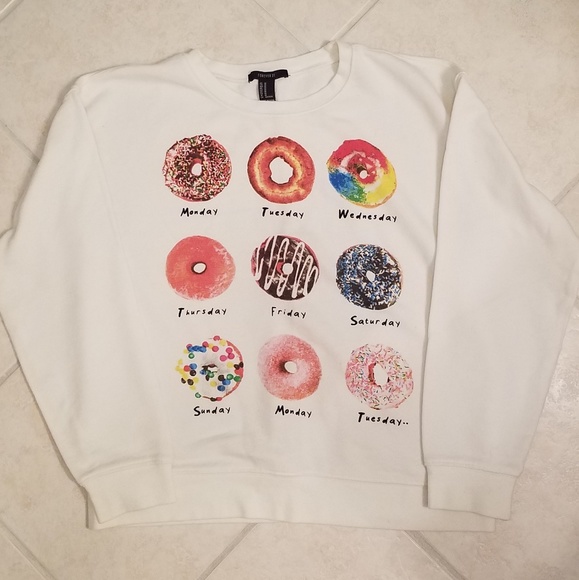 Forever 21 Tops - Donut print cream colored sweatshirt Forever 21 Tops - Donut print cream colored sweatshirt